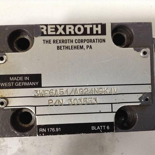 Used REXROTH Valve 3WE6A51/AG24N9K4V #89801