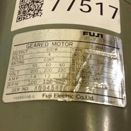 Used FUJI ELECTRIC Gear Motor LBSSG202P15 USED