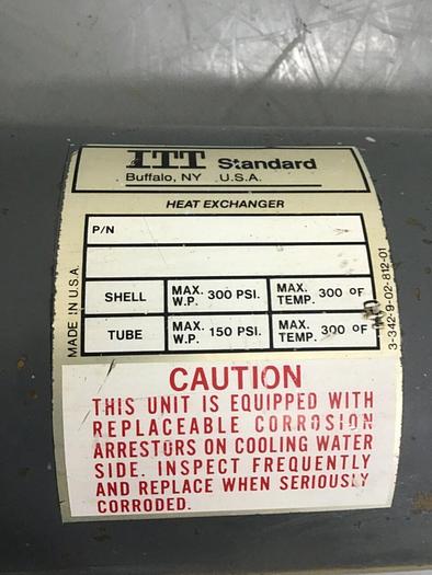 Used ITT STANDARD Heat Exchanger 3-342-9-02-812-01 Used