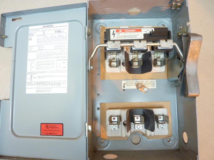 Used SIEMENS 30 Amp Disconnect Switch F351 #41593