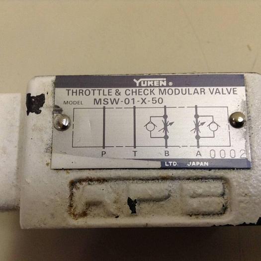 Used YUKEN Throttle & Check Modular Valve MSW-01-X-50 #72541