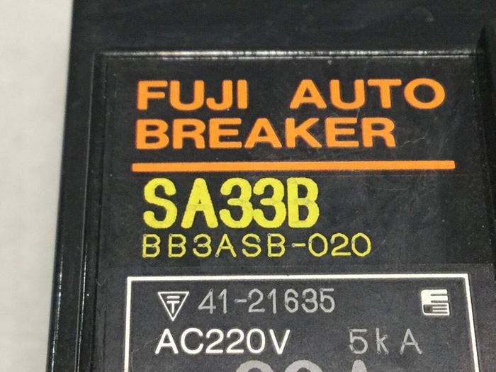 Used FUJI ELECTRIC 20 Amp Auto Circuit Breaker SA33B-20 #109109