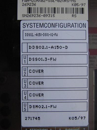 Used REXROTH INDRAMAT Servo Drive DDS02.1-A150-DS01-02-FW #7078