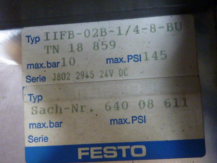 Used FESTO Control Block / Valve Terminal IFB8-02 #52826