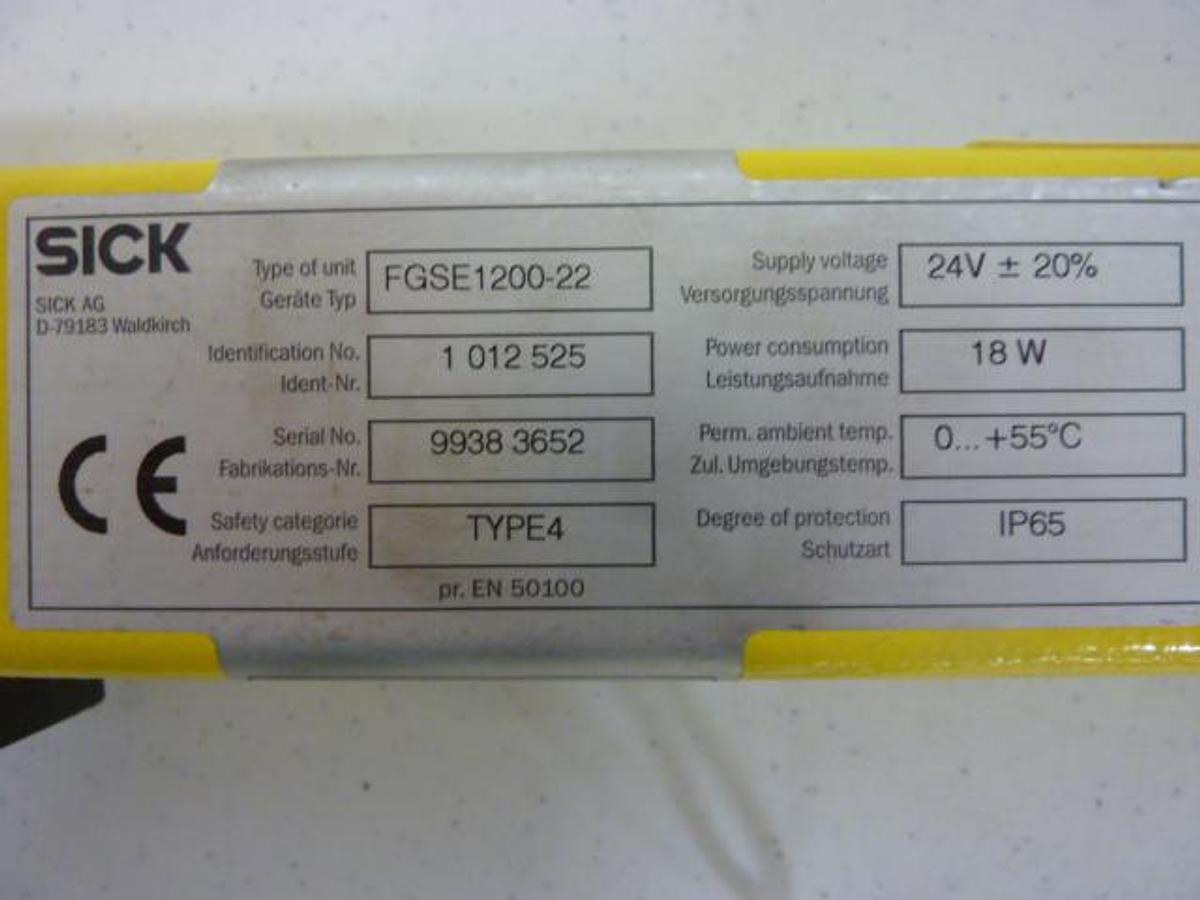 Used SICK OPTIC ELECTRONIC Light Curtain FGSE 1200-22 Used