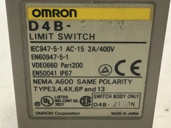 Used OMRON Limit Switch D4B-2171N #121556