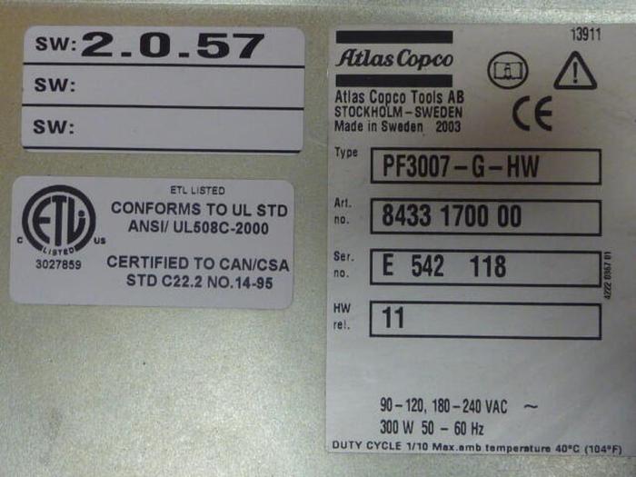 Used ATLAS Control Unit PF30007-G-HW #36001