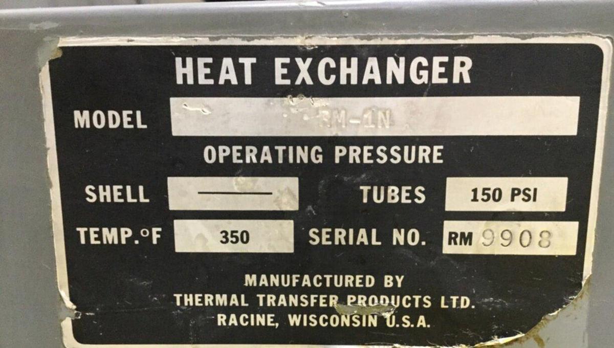 Used THERMAL TRANSFER Oil Heat Exchanger RM-1N Used