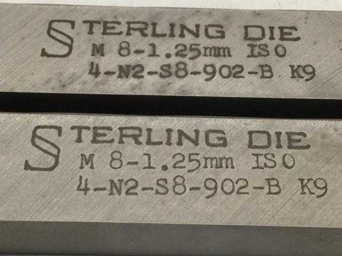 STERLING DIE Thread Rolling Die 2 Piece Set 4-N2-S8-902-B-K9 #110283