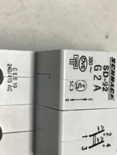 Used SCHRACK Circuit Breaker 2 Amp SD-92G 2A #119666