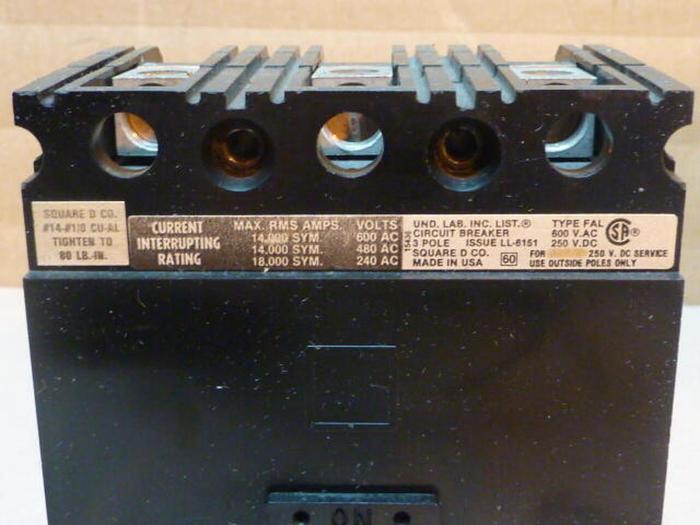 Used SQUARE D 100 Amp Circuit Breaker FAL63100 #35228