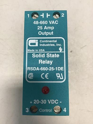 Used CONTINENTAL INDUSTRIES Solid State Relay RSDA-660-25-1DE #138584
