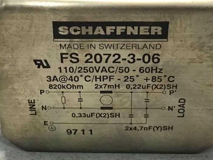 Used SCHAFFNER Line Filter FS 2072-3-06 #114551