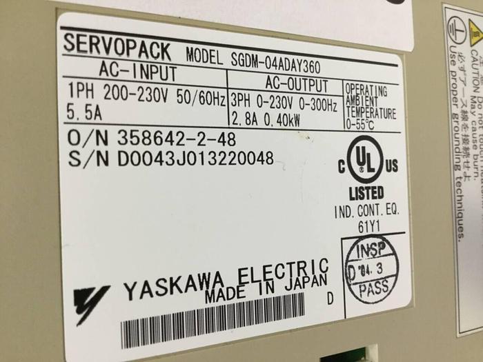 Used YASKAWA Servo Drive SGDM-04ADAY360 #92834