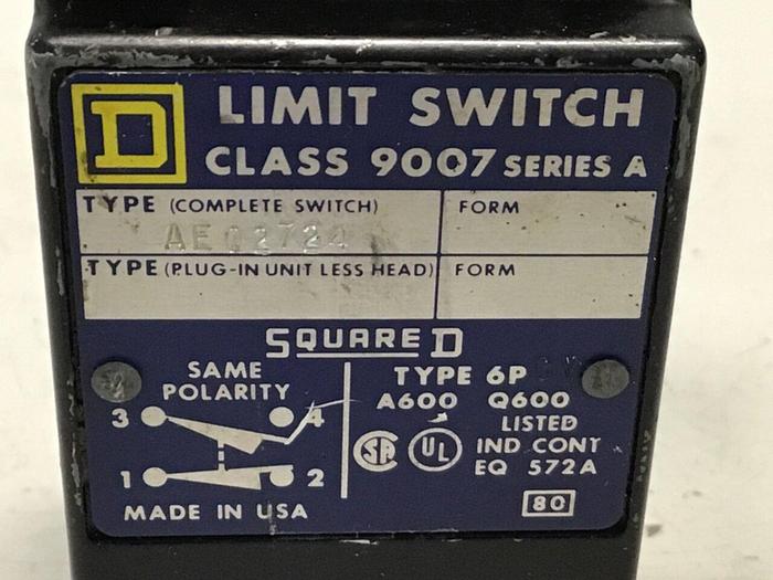Used SQUARE D Limit Switch 9007-AEQ2724 #122136