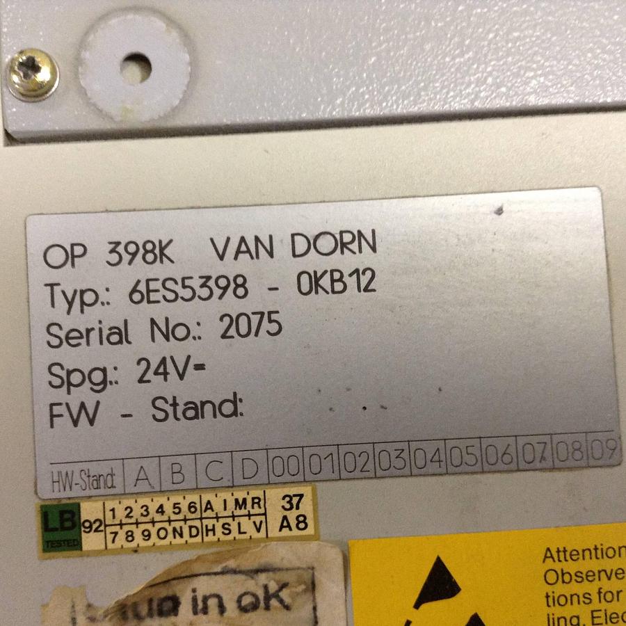 Used VAN DORN 6ES5398-0KB12