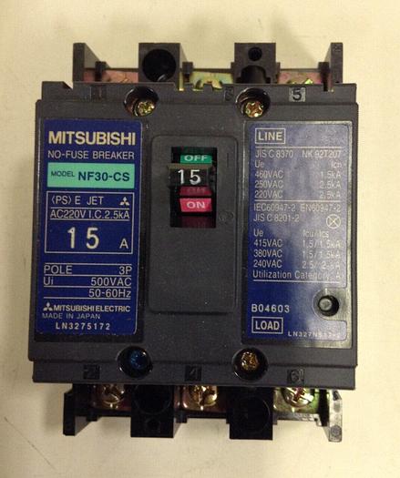 MITSUBISHI 15 Amp Circuit Breaker NF30-CS-15 #69940