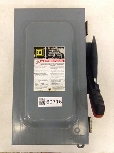 Used SQUARE D 60 Amp Safety Switch HU362AWKEI #69716