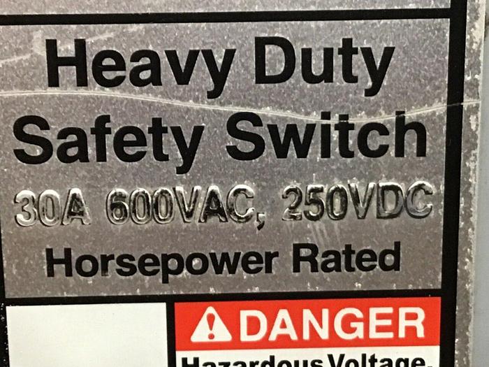 Used SIEMENS 30 Amp Disconnect Switch HF361 #120449