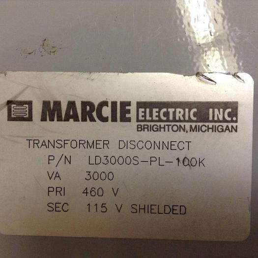Used MARCIE ELECTRIC 3 kVA Transformer Disconnect LD3000S-PL-100K #68874