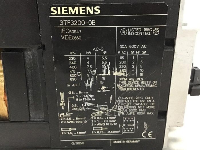 Used SIEMENS Relay 3TF3200-0B #140742