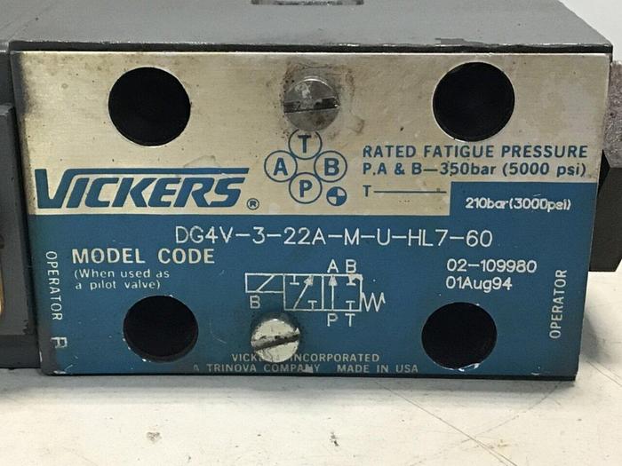 Used VICKERS Directional Hydraulic Valve DG4V322AMUHL760 Used