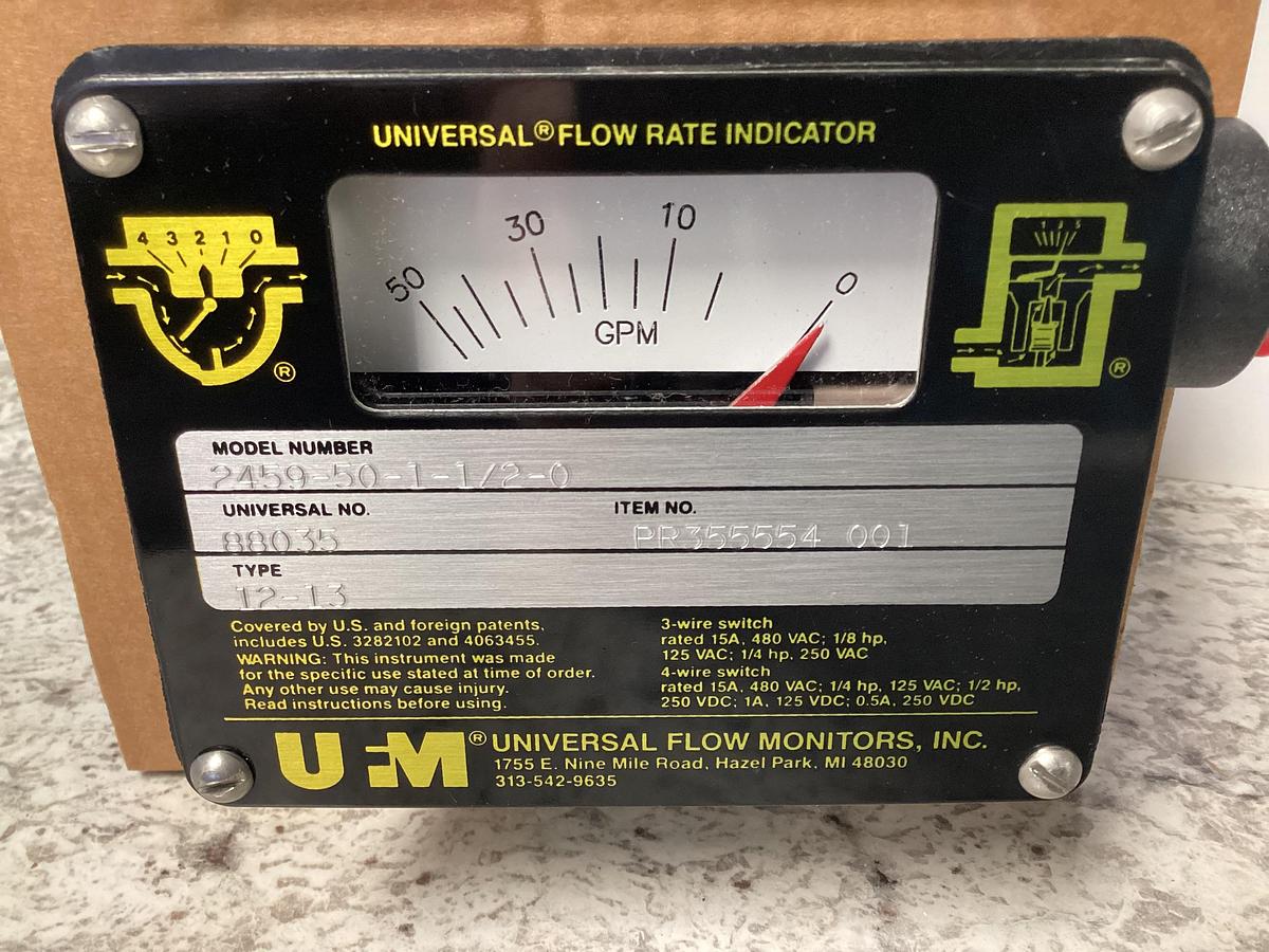 UNIVERSAL FLOW MONITORS Flow Rate Indicator 2459-50-1-1/2-0 #32209