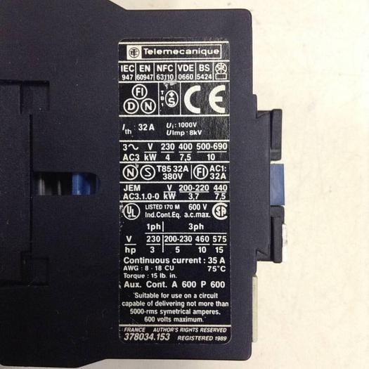 Used TELEMECANIQUE Contactor LP1D1810 #82544