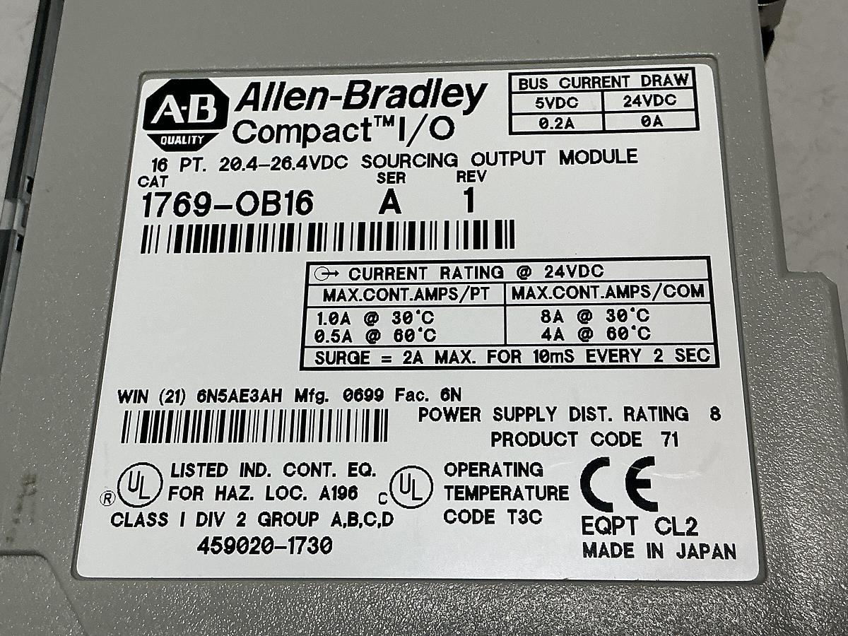 Used ALLEN BRADLEY 1769-OB16 SER A