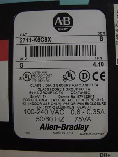 Used ALLEN BRADLEY Operator Interface 2711-K6C8X Used