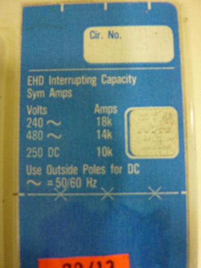 Used WESTINGHOUSE 20 Amp Circuit Breaker EHD3020 #46539