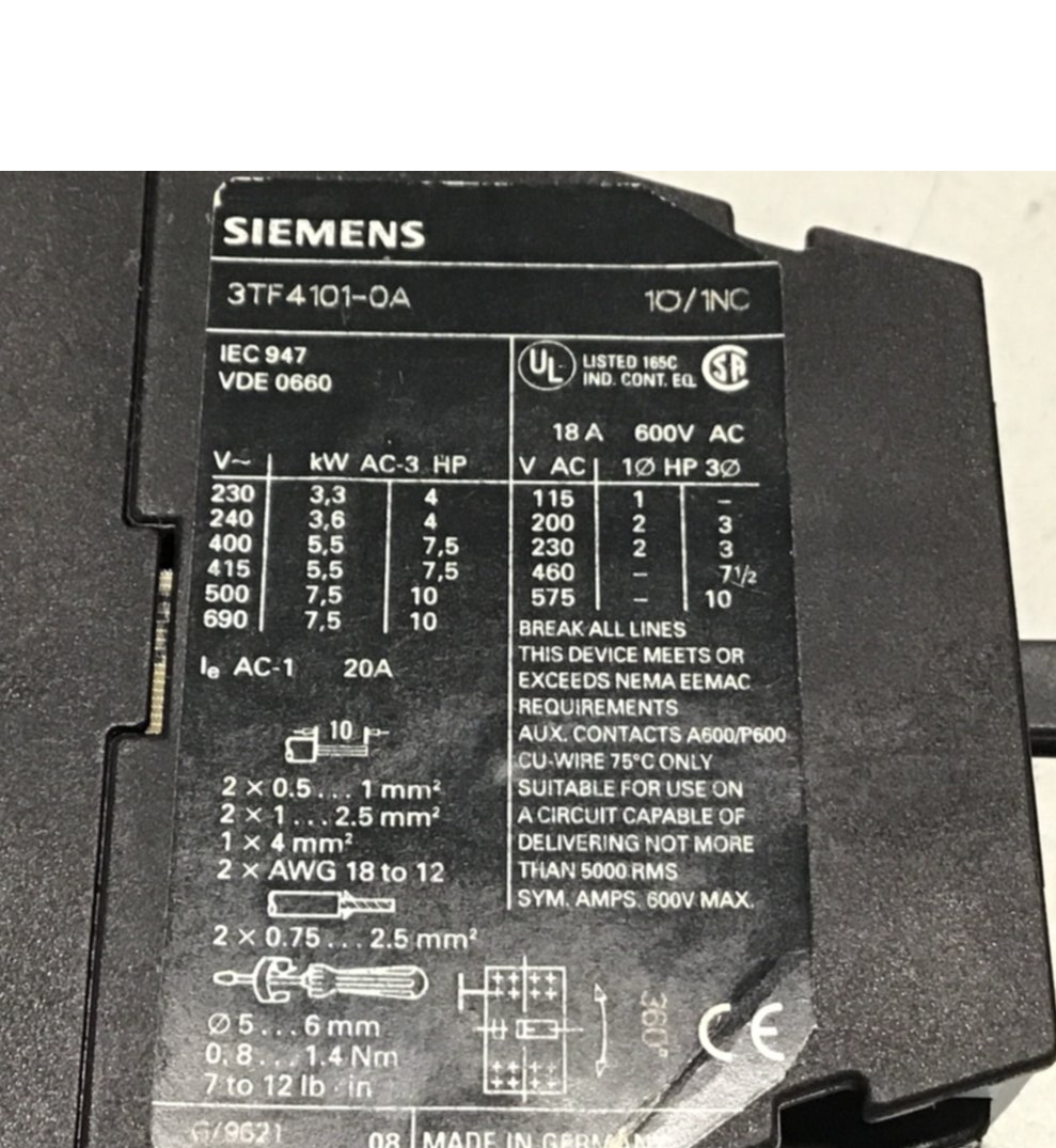 Used SIEMENS Contactor 3TF4101-0A USED
