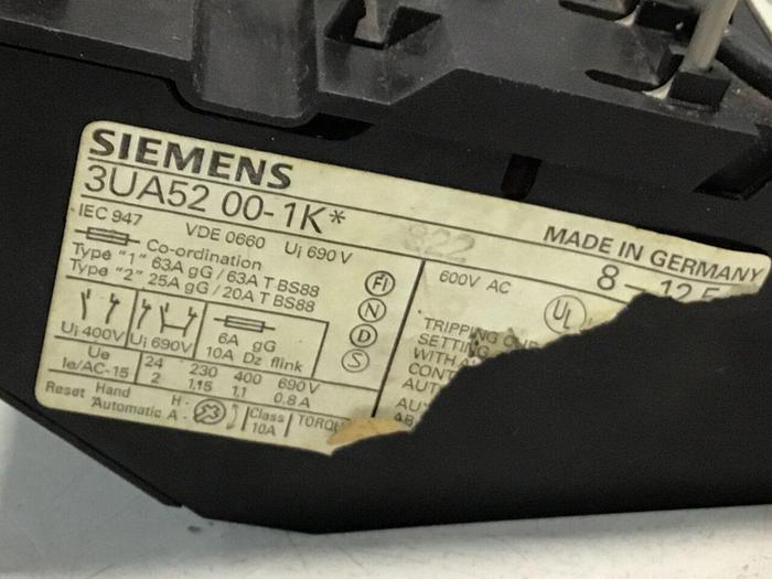 Used SIEMENS Overload Relay 3UA52 00-1K #123233