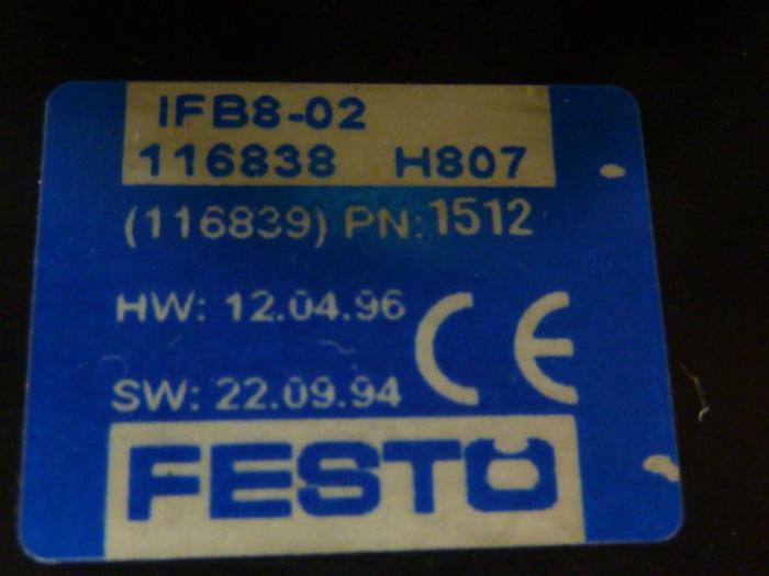 Used FESTO Control Block / Valve Terminal IFB8-02 #52765