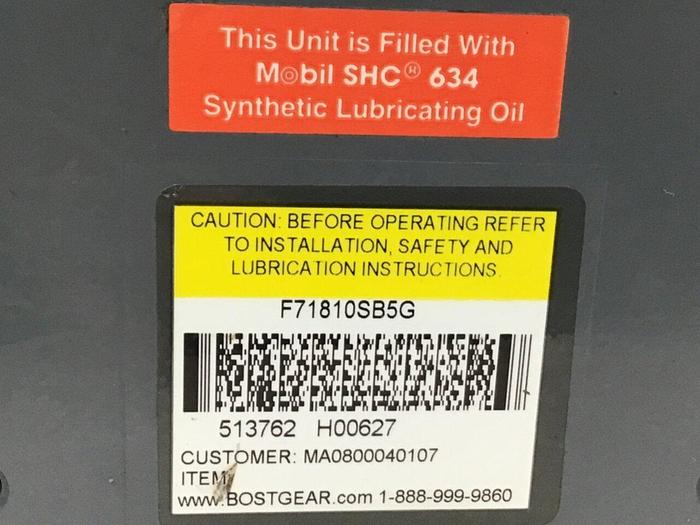 Used BOSTON GEAR Speed Reducer F71810SB5G #120425