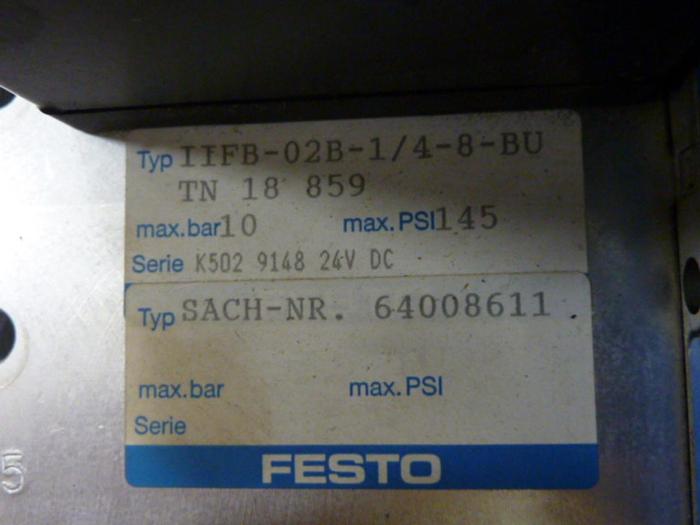 Used FESTO Control Block / Valve Terminal IFB8-02 #52837