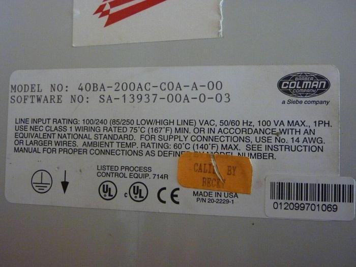 Used BARBER COLMAN Control Card Rack 40BA-200AC-C0A-A-00 Used