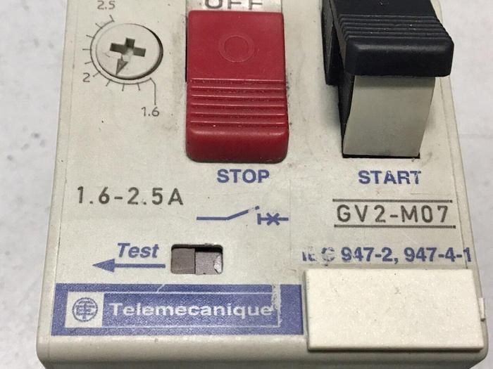 Used TELEMECANIQUE Circuit Breaker 1.6-2.5 Amp GV2-M07 #119692