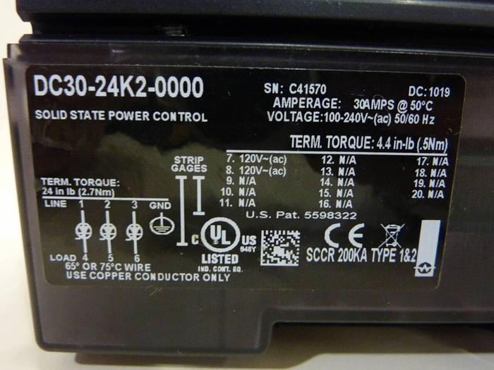 Used WATLOW Power Control DC30-24K2-0000 #42149