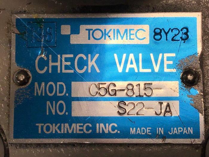 Used TOKIMEC Check Valve C5G-815-S22-JA #141464