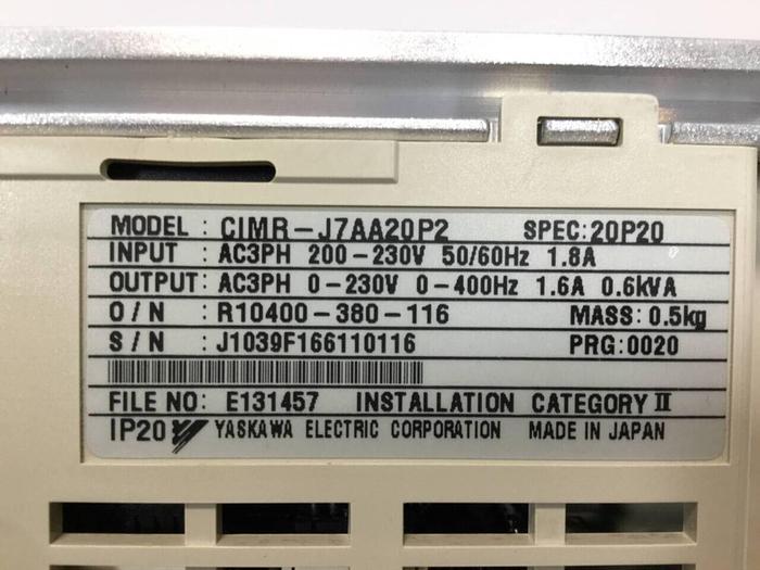 Used YASKAWA VS Mini J7 Drive CIMR-J7AA20P2 #98525