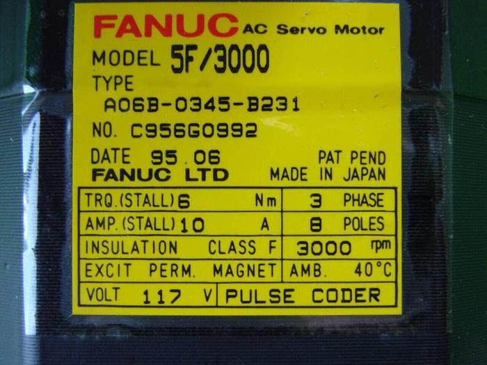FANUC AC Servo Motor A06B-0345-B231 Used