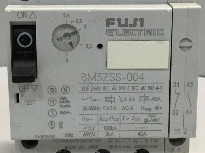 Used FUJI ELECTRIC Manual Motor Starter BM3ZSS-004 #108823