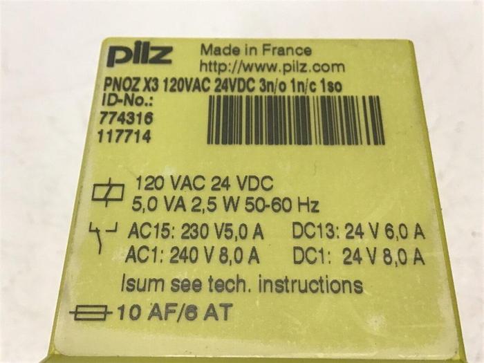 Used PILZ Safety Relay PNOZX3120VAC24VDC3N/O1N/C1SO #66531