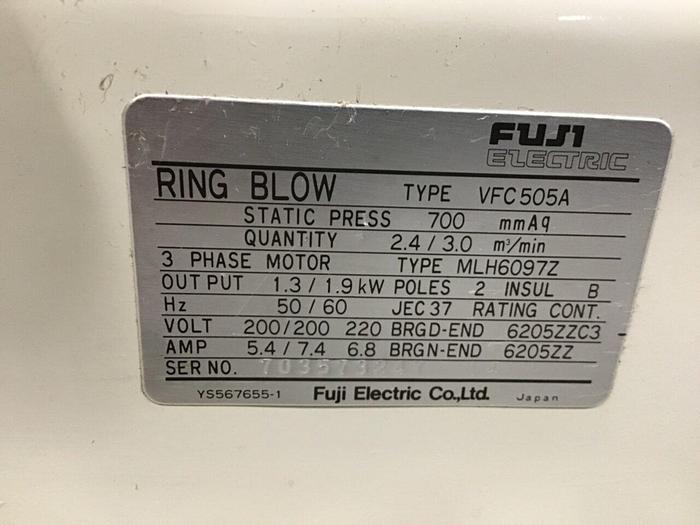 Used FUJI ELECTRIC Ring Blow Motor VFC505A Used