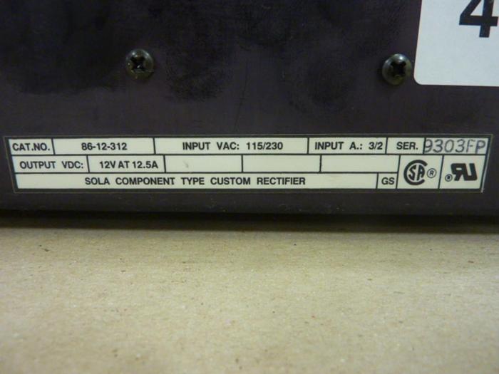 Used SOLA ELECTRIC Power Supply 86-12-312 #47147