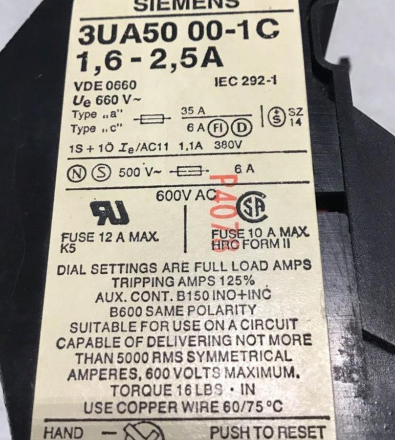 Used SIEMENS Relay 3UA5000-1C USED