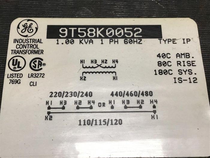 Used GENERAL ELECTRIC / GE 1.00 kVA Transformer 9T58K0052 Used