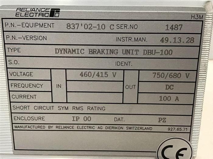 Used RELIANCE ELECTRIC Braking Unit DBU-100 #122459
