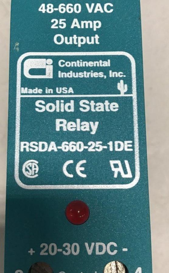 Used CONTINENTAL INDUSTRIES Solid State Relay RSDA-660-25-1DE USED
